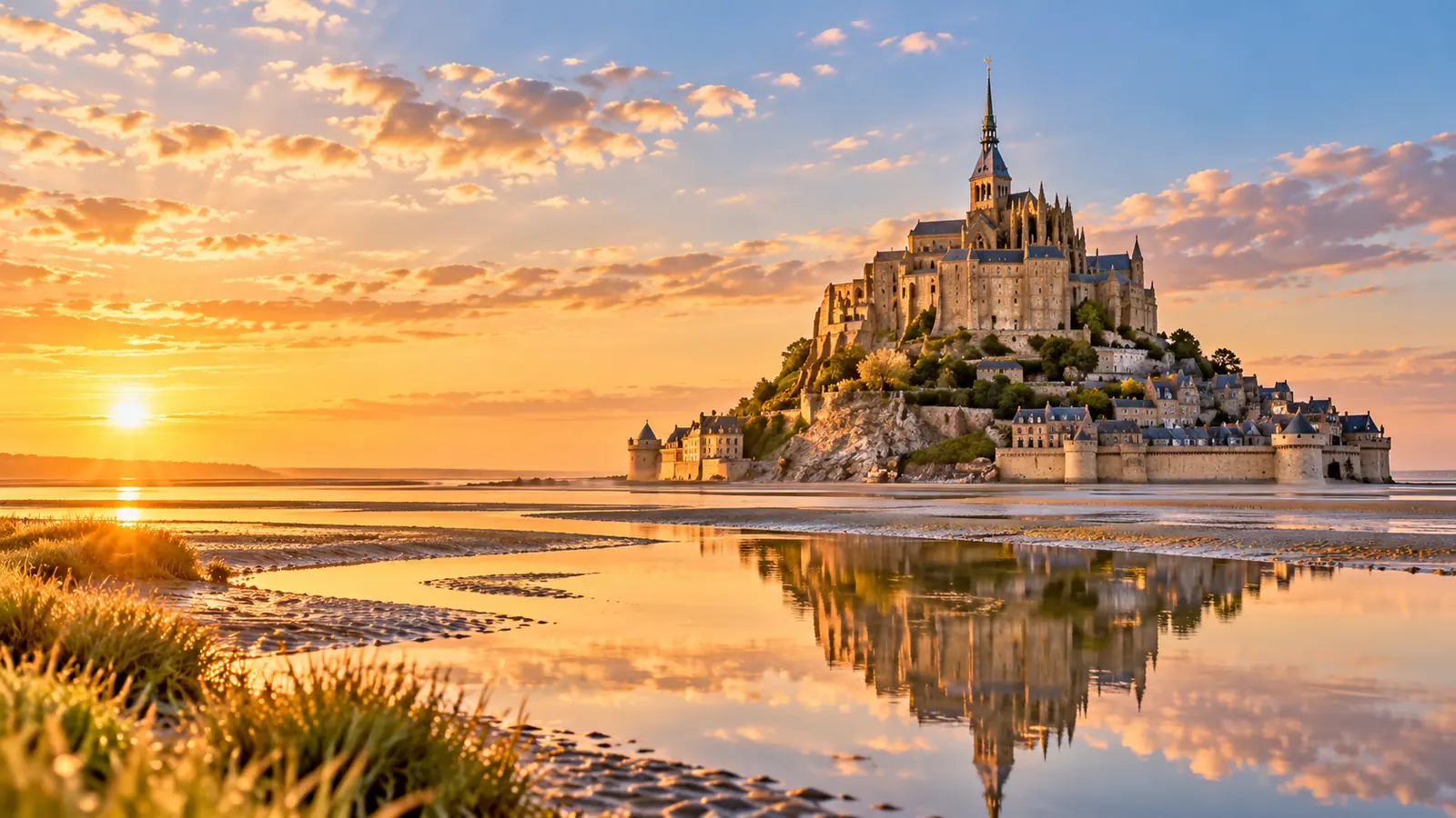 Mont-Saint-Michel bei warmem Abendlicht Mont-Saint-Michel bei warmem Abendlicht